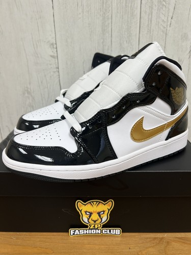 スニーカー Nike Air Jordan 1 Mid llic Gold Black White Amazon.com | Jordan 1 MID SE (PS) (Black/Metallic Gold-White