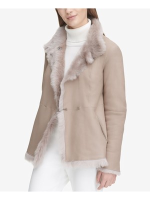 

CALVIN KLEIN Женская бежевая двусторонняя куртка из искусственной кожи с карманами, Бежевый, M8HJF409