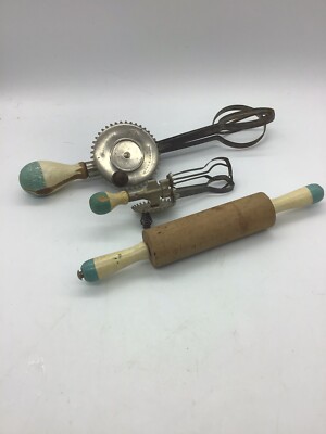 Vintage A & J Minature Egg Beaters & Rolling Pin