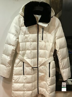 Pre-owned Michael Kors Mk Outerwear Winter Church Hood Puffer Parka Down Coat Size M L Xl In Bone