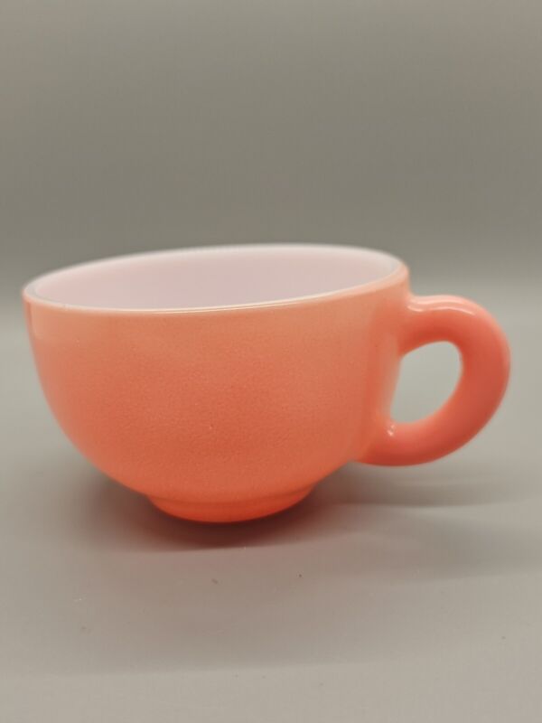 Vintage Hazel Atlas Platonite Pink Pastel Coffee Mugs Tea Cups Milk Glass 