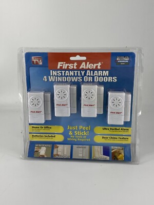 First Alert Instantly Alarm 4 Windows or Doors Peel and Stick  NEW home security