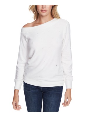 

1. Женский белый свитер STATE с асимметричным вырезом и длинными рукавами