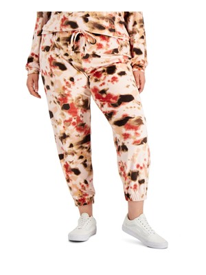 

LOVE FIRE Женские розовые брюки Tie Dye с манжетами Plus, Розовый, MYFBKB101P