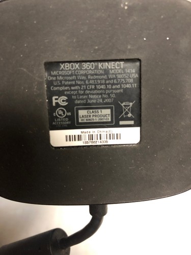 Microsoft XBOX 360 Kinect Sensor Bar Model 1414 Black w/ Kinect Adventures Game