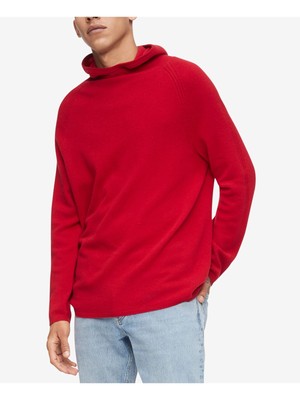 

CALVIN KLEIN Мужской красный пуловер с графическим логотипом и длинным рукавом, свитер