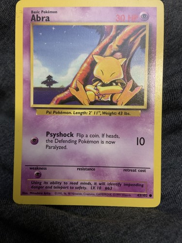 ポケモンカードゲーム Abra 1st edition shadow less Abra [1st Edition] #43 Prices | Pokemon Base Set | Pokemon Cards