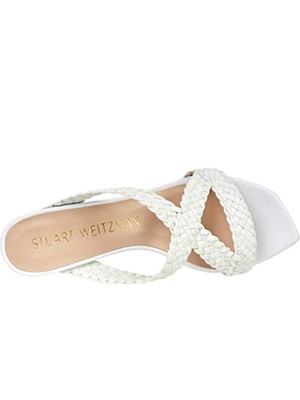 

STUART WEITZMAN Женские белые кожаные шлепанцы Rosie 50 Slip On, Белый, S0833