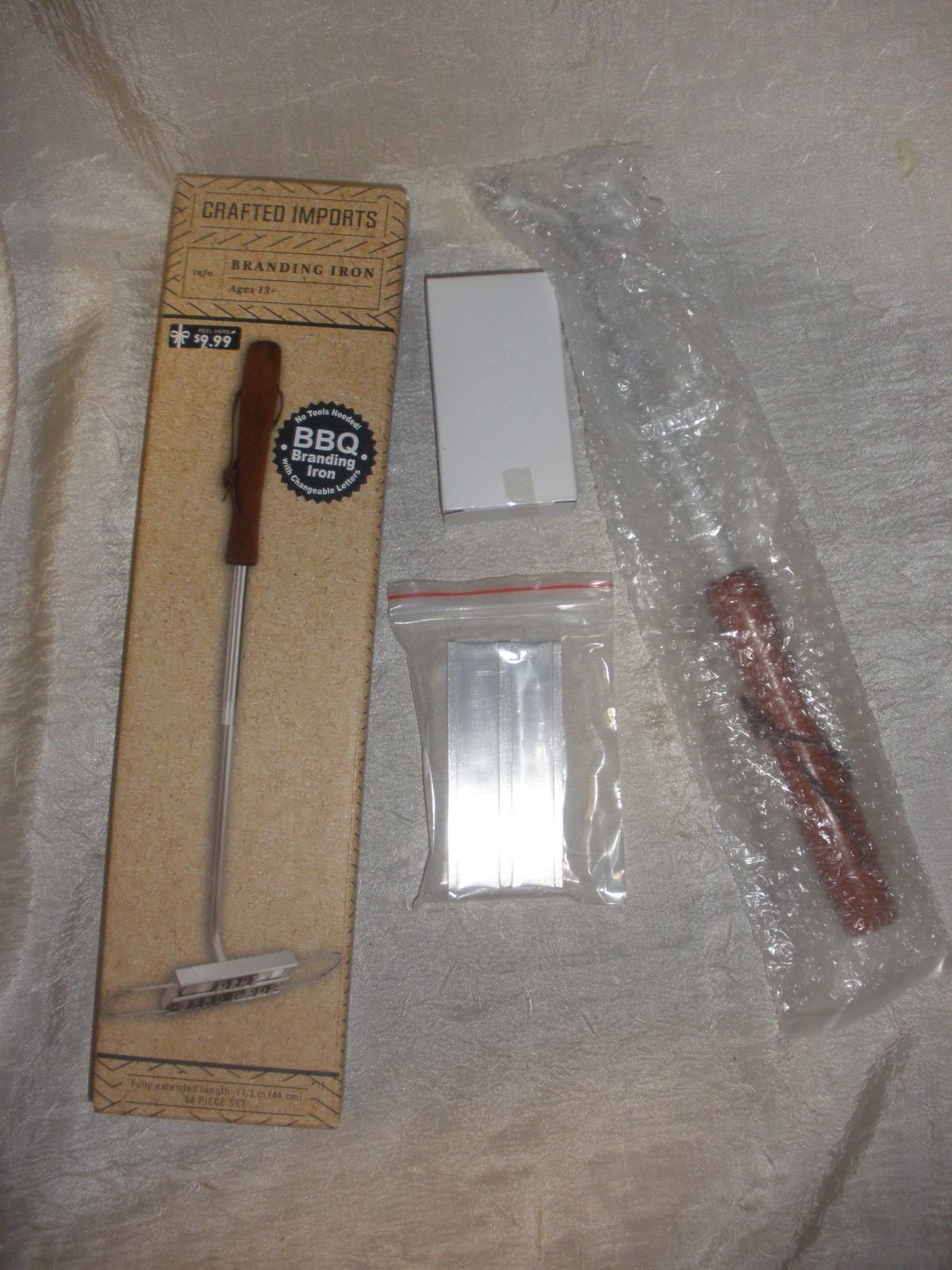 Crafted Imports BBQ Branding Iron with removable letters,Silver ,Sealed