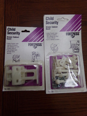 Lot/2 Pkgs Fortress Cabinet Locks Child Safety Latches Baby Proof Drawer/Cabinet