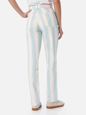 Pre-owned Saint Barth Mc2  Woman Light Blue Striped Print Denim Belleville