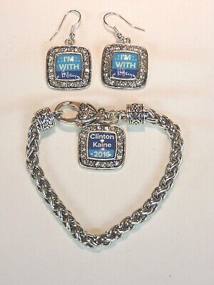 I'm With Hillary 2016 Campaign Jewelry - Earrings & Bracelet - Clinton  Kaine