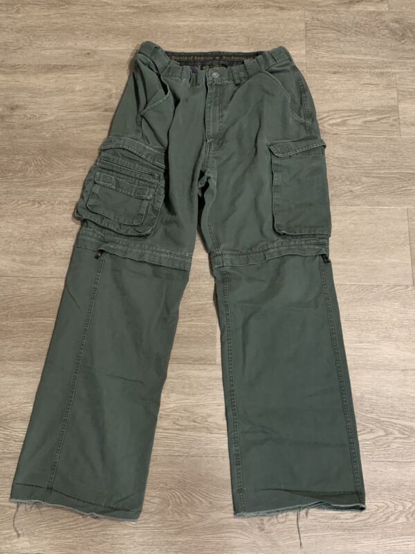 Boy Scouts Of America Convertible Pants Men 32 Green Cargo Straight Leg 
