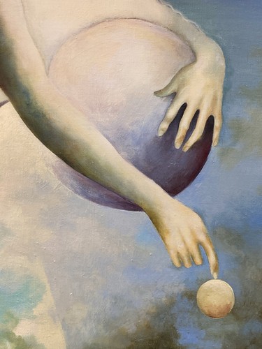 🔥 Fine Vintage French Modern Surrealist Fantasy Mythology Goddess Oil Painting