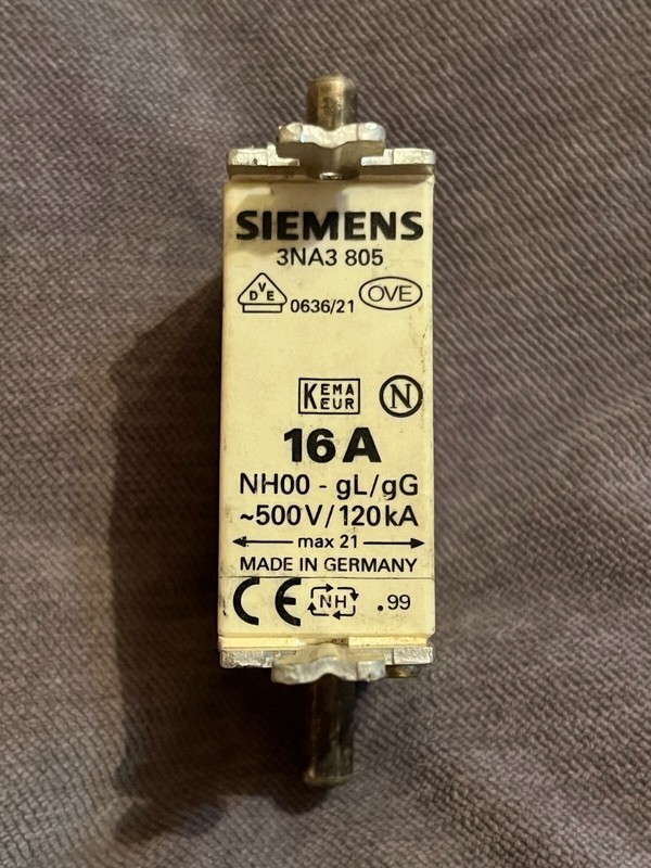 Fusible Siemens 3 Na3 805 16a 500v