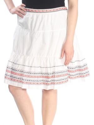 

TOMMY HILFIGER Женская белая юбка-трапеция длиной до колена с вышивкой, Белый