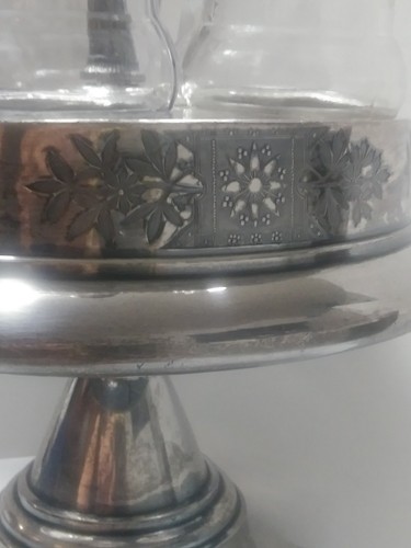 Antique Rogers Smith Silver Plate Etched Glass Cruet Castor Set Quadruple Plate