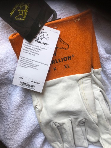 Black Stallion 25K Long Cuff Prem.Grain Kidskin TIG Welding Gloves, Medium