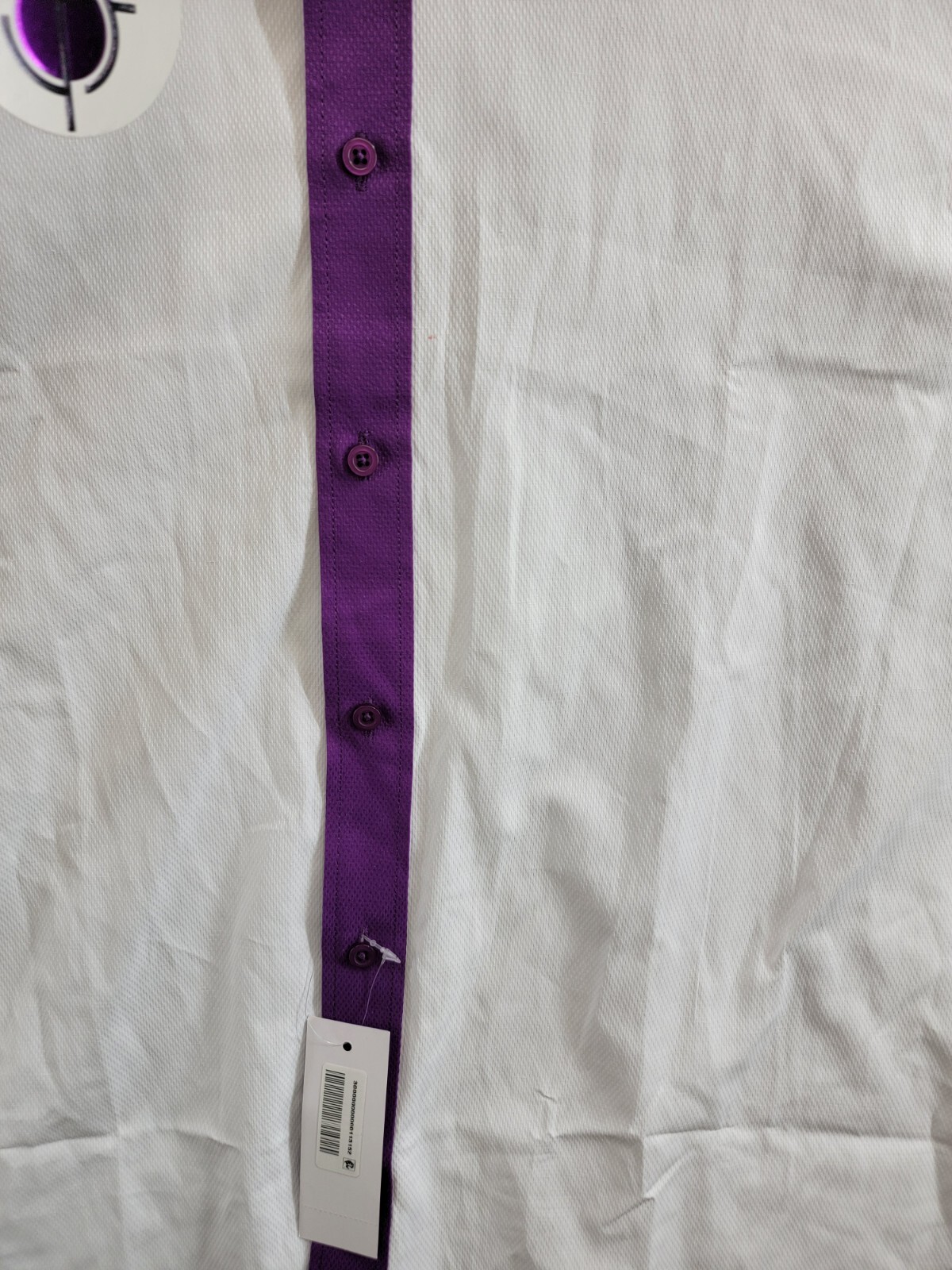 Tayion Collection Slim-Fit Purple Trim Dress Shirt Men's L 16-16.5 34-35 White - Picture 9 of 19