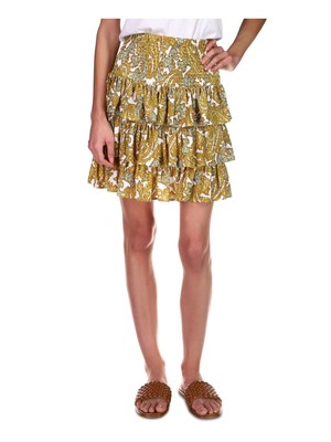 Женская желтая мини-юбка MICHAEL MICHAEL KORS с многоуровневым подолом и складками Petites P