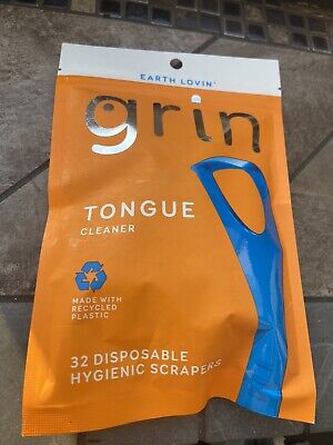 Earth Lovin Grin Disposable Tongue Cleaner, 32 Disposable Hygienic Scrapers NEw