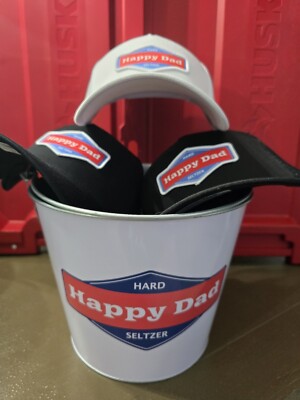 New Happy Dad Drink Beer Ice Bucket PLUS 3 HAPPY DAD TRUCKER HATS