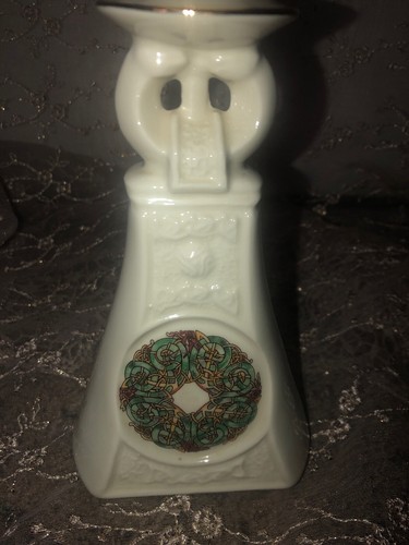 Gold Trim Irish Porcelain Handmade Ireland Lir Candleholder Signed Joe McCaul