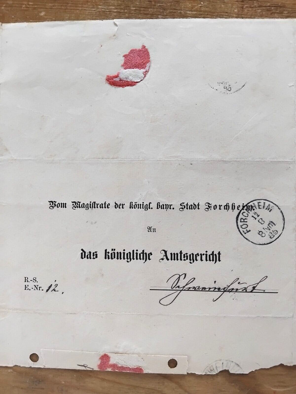 Forchheim - Schweinfurt Antiker Brief Inhalt Anno 1885