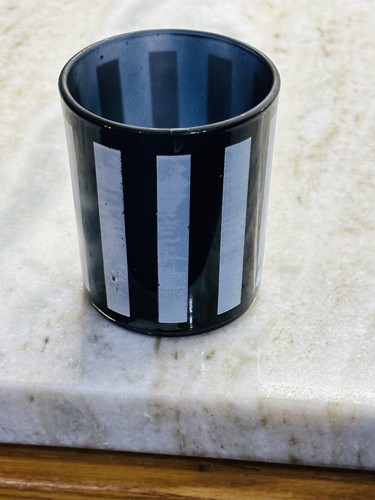 Glass Votive Candle Holder Black/White- Greenbrier 2.76 Inches - Striped.