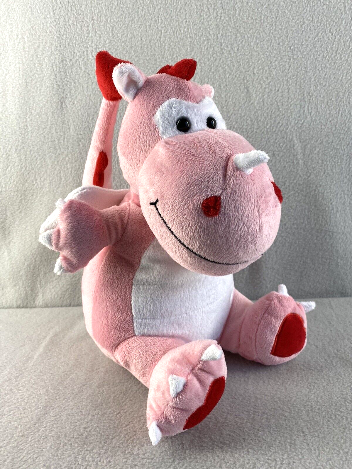 Pink Dragon Plush Red Hearts Stuffed Animal 12” Animal Adventure Valentines