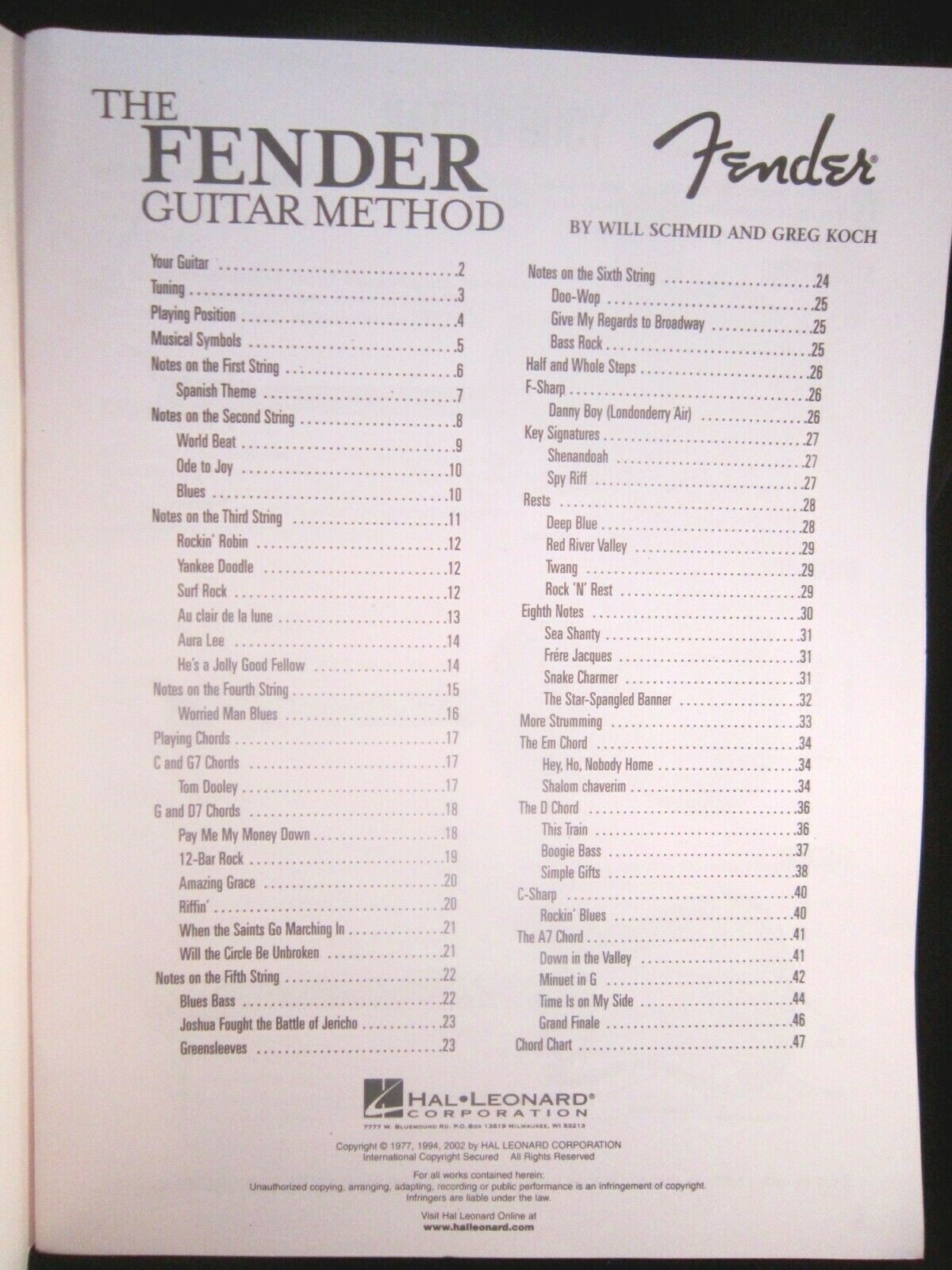 The Fender Guitar Method Instruction Book: 2002 Hal Leonard