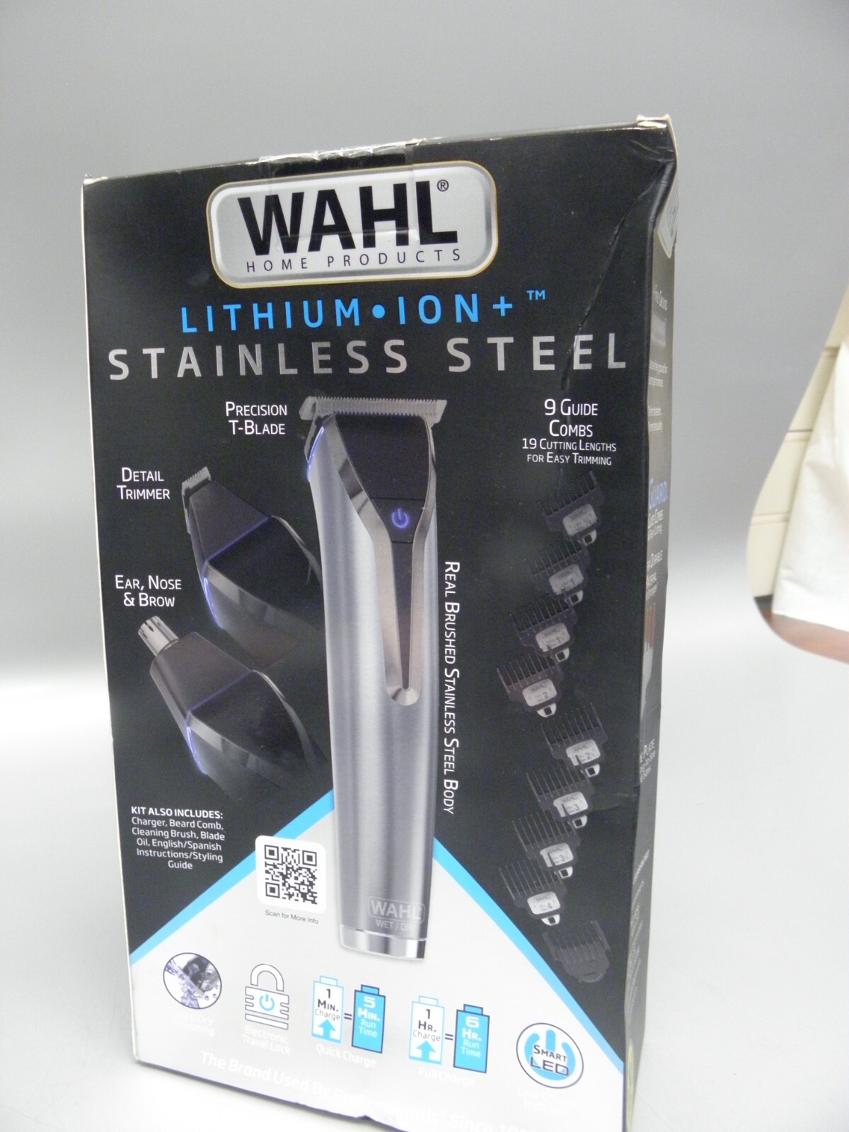 WAHL 09898 STAINLESS STEEL LITHIUM-ION TRIMMER ALL-IN-1 GROOMING NEW