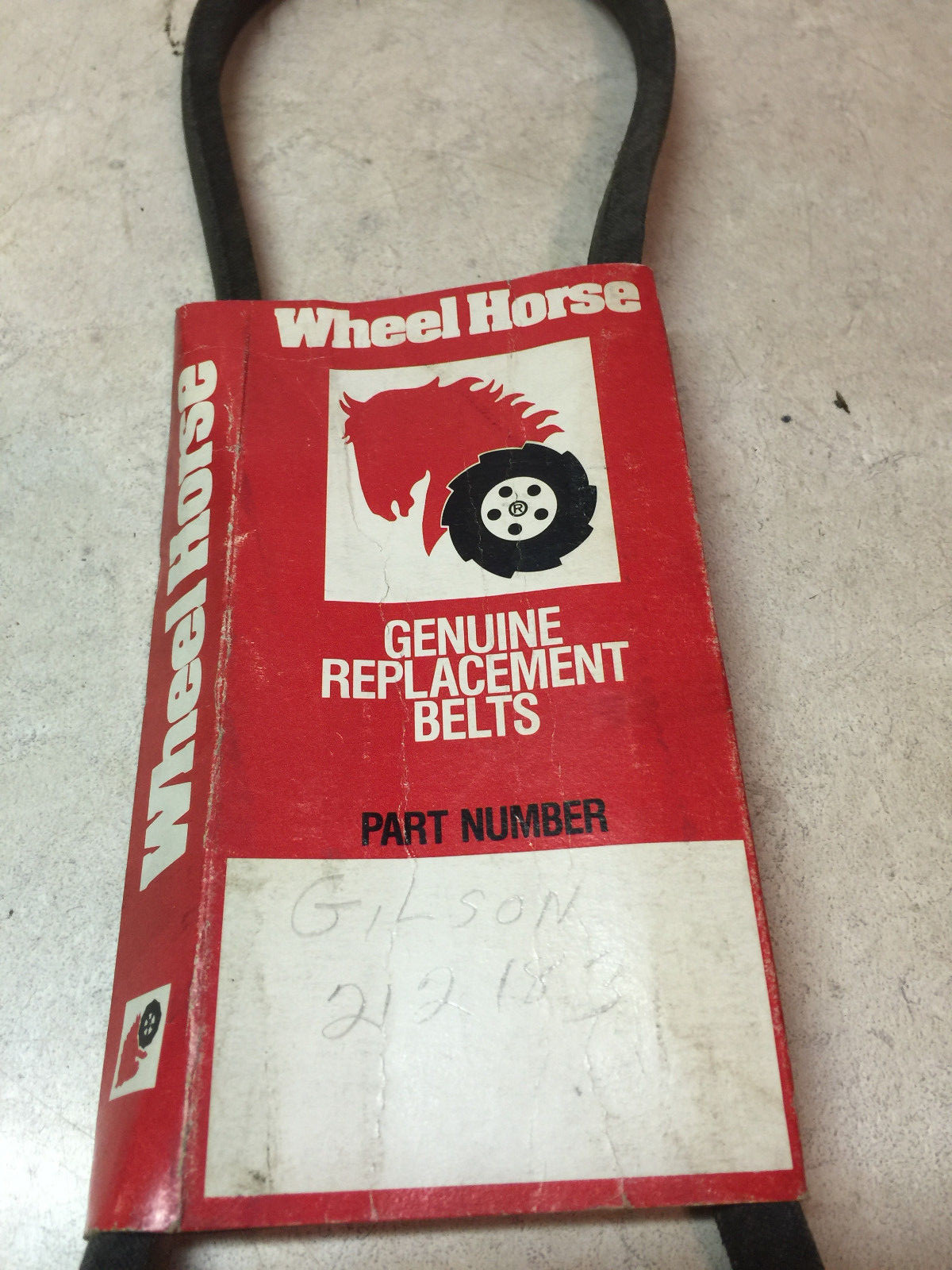 ORIGINAL WHEEL HORSE BELT WITH CARDBOARD SLEEVE WITH LOGO PART # 212183
