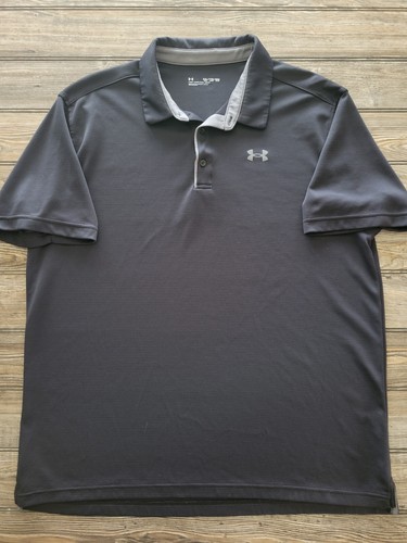 Under Armour Polo Shirt Size XXL Black Short Sleeve Golf Collared Loose