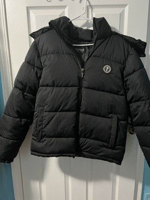Black Trapstar Puffer Jacket With Hoodie
