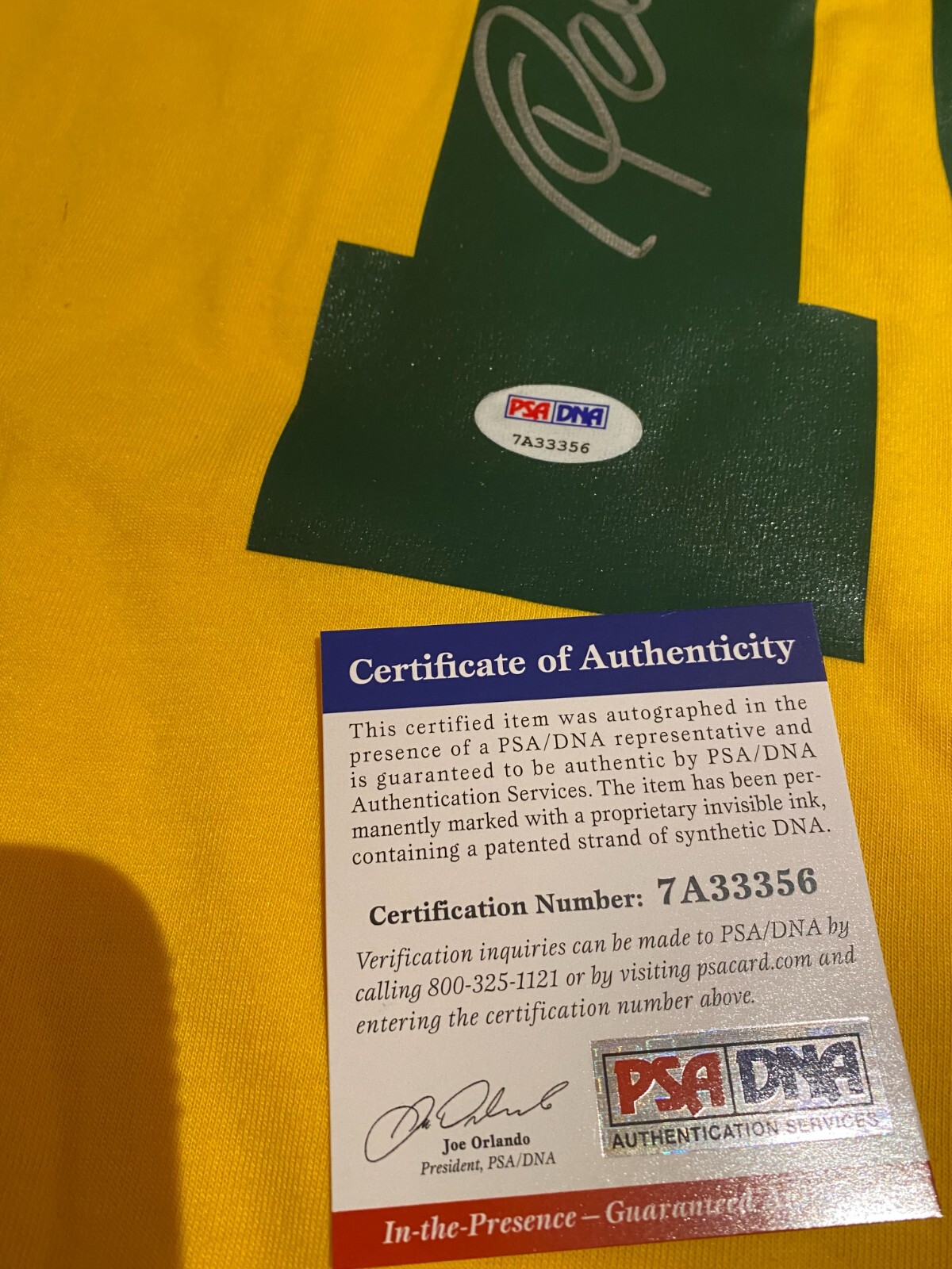 Brazil Pele Authentic Signed Soccer Jersey Autographed PSA Certification Auto