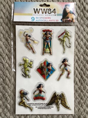 WW84 Wonder Woman DC - 9 3D Stickers - One Sheet Dimensional Stickers NEW