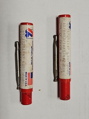 Regal 11/64'' x 3/16'' Double End Mill Stub HSS 2 Flute Center Cut USA Made 2 Pack