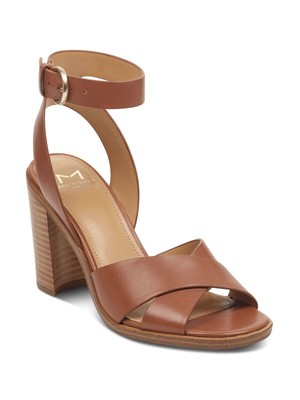 Женские коричневые кожаные босоножки MARC FISHER Orla с круглым носком на блочном каблуке, 8 М