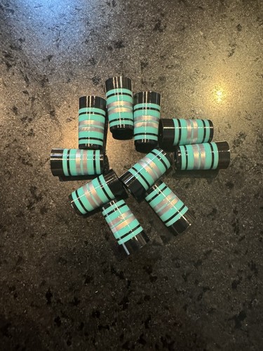 10-CUSTOM GOLF FERRULES Blk/teal Green/silver   1” TAPER TIP .355