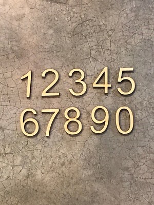 Set of 10 Laser Cut Wooden Numbers, Arial Font, 0-9, 1'' Size