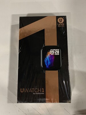 UnoSounds Uwatch1 Smart Watch with Earbuds, Touch Screen, Gold