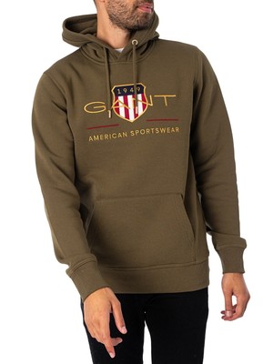 

Мужская толстовка с капюшоном GANT Archive Shield, зеленая, Зеленый