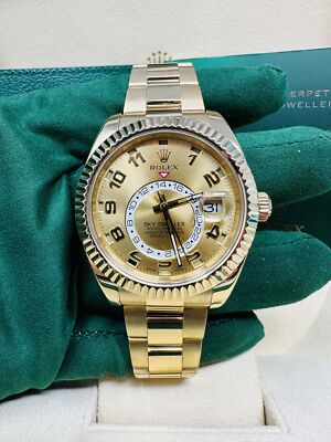 Rolex Sky-Dweller 42MM Yellow Gold Champagne Arabic Dial 326938