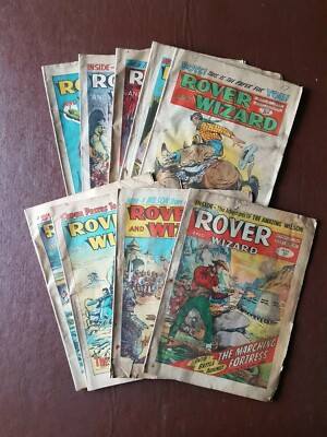 Rover and Wizard Comic x 11 from 1964 - Poor condition.