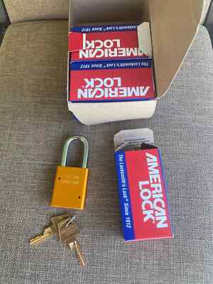 American Lock 1100 Series orange Aluminum Security Padlock w/ Two Keys alike 
