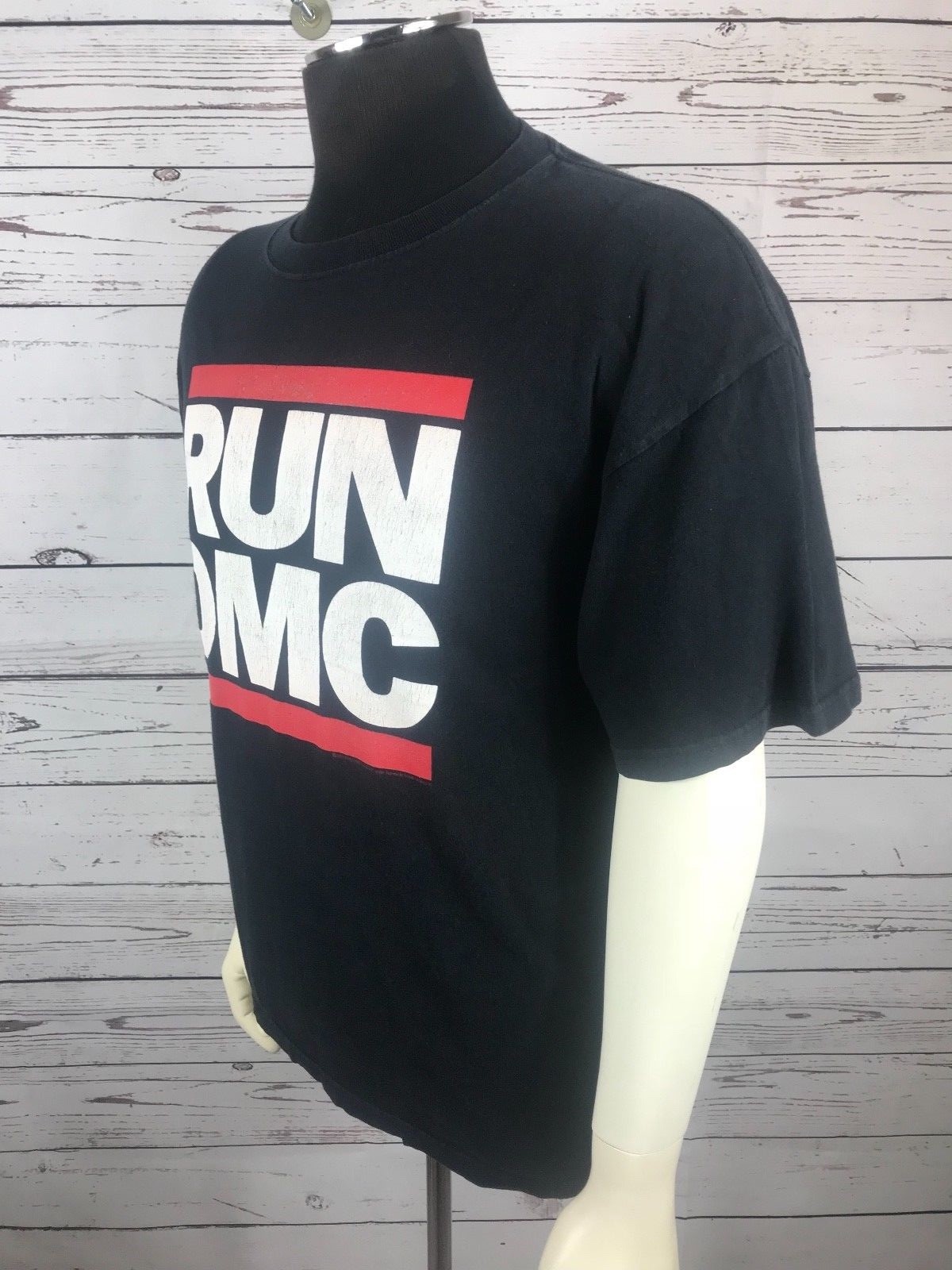 Men's Medium RUN DMC  Hip Hop Black Red White Logo Graphic Tee Shirt