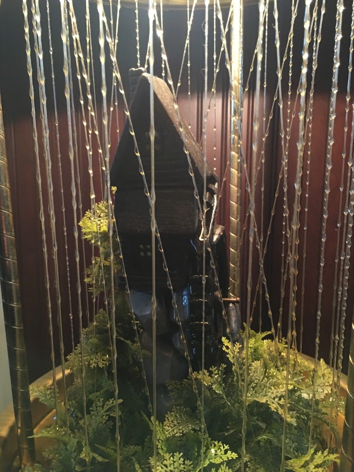 Vintage Oil Drip Rain Hanging Lamp with Mill & Water Wheel 34” Tall