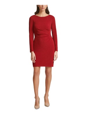 

Женский коктейль JESSICA HOWARD с блестками и вырезом лодочкой выше колена с длинным рукавом, Красный