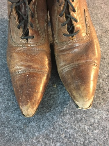 Antique True vintage early century leather women high heel granny boot victorian